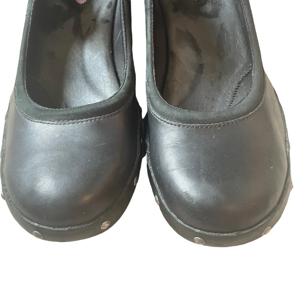 Merrell Black Mary Jane Clog Heels with Silver Buckle - Picture 6 of 12